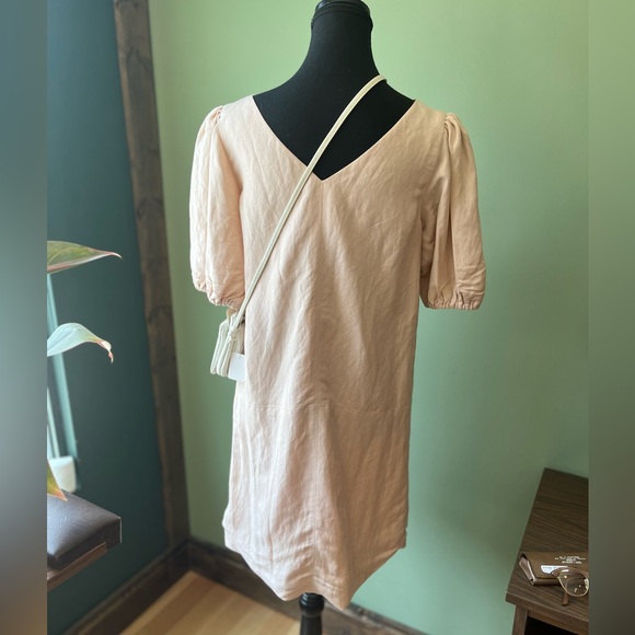 Emerson fry blush linen puff sleeve dress, s-m - Picture 4 of 8
